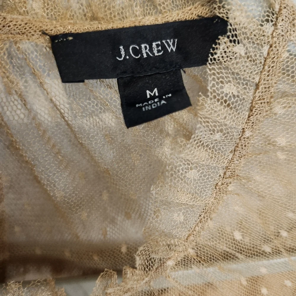 J. Crew Vintage Inspired Ruffle Collar Mesh Blouse In Antique Camel Size Medium - Picture 7 of 8